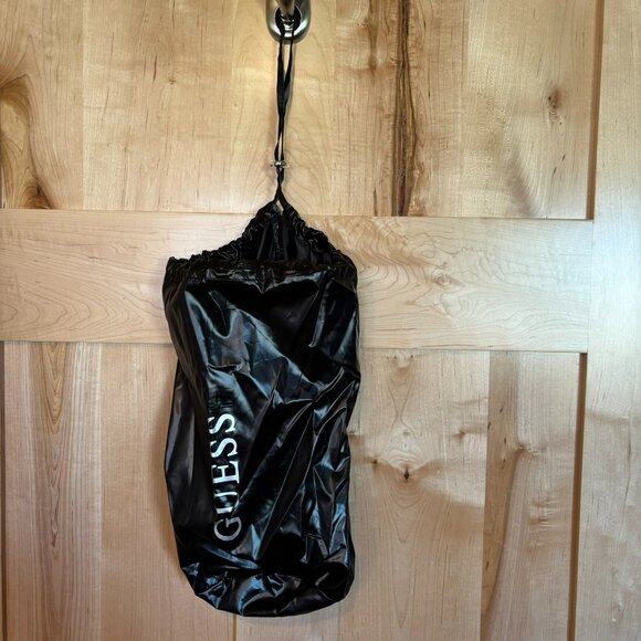 New Guess Packable Puffer Jacket Removable Hood  Stuff Sack M Black 22LMP719 - Picture 13 of 16